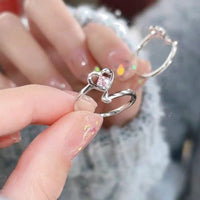 Thumbnail for Chic Pink Crystal Devil Heart Ring - ArtGalleryZen