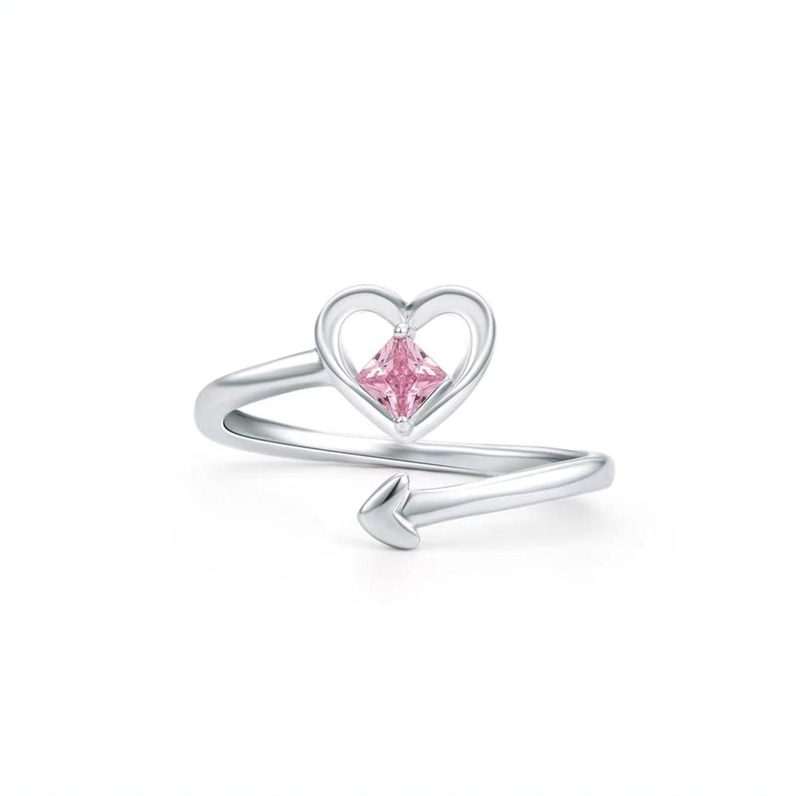 Chic Pink Crystal Devil Heart Ring - ArtGalleryZen
