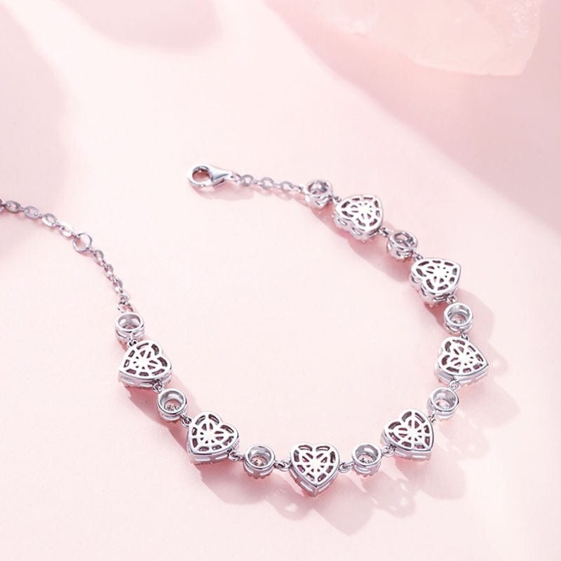 Chic Pink Crystal Heart Bracelet - ArtGalleryZen