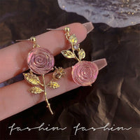 Thumbnail for Chic Pink Crystal Rose Earrings - ArtGalleryZen