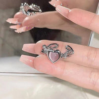 Thumbnail for Chic Pink Opal Heart Ring - ArtGalleryZen