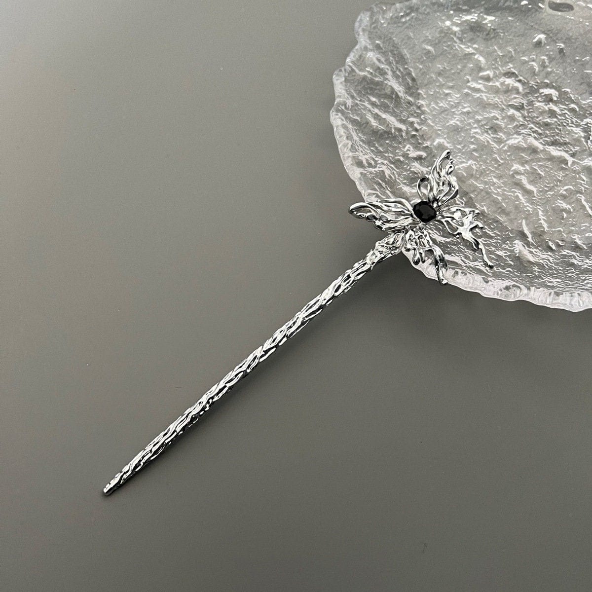 Chic Rhinestone Inlaid Abstract Butterfly Chignon Hair Fork Hair Pin - ArtGalleryZen
