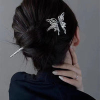 Thumbnail for Chic Rhinestone Inlaid Abstract Butterfly Chignon Hair Fork Hair Pin - ArtGalleryZen
