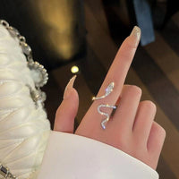 Thumbnail for Chic Rhinestone Inlaid Adjustable Snake Statement Ring - ArtGalleryZen