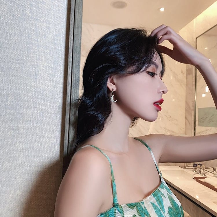 Chic Rhinestone Inlaid Moon Star Dangle Earrings - ArtGalleryZen