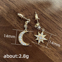 Thumbnail for Chic Rhinestone Inlaid Moon Star Dangle Earrings - ArtGalleryZen