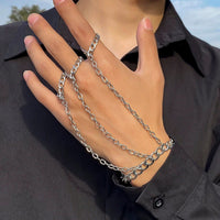 Thumbnail for Chic Silver Tone Finger Ring Chain Bracelet - ArtGalleryZen