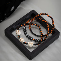Thumbnail for Chic Skull Letter Charm Crystal Seed Beaded Stackable Bracelet Set - ArtGalleryZen