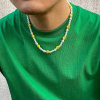 Thumbnail for Chic Smiley Pearl Chain Choker Necklace - ArtGalleryZen
