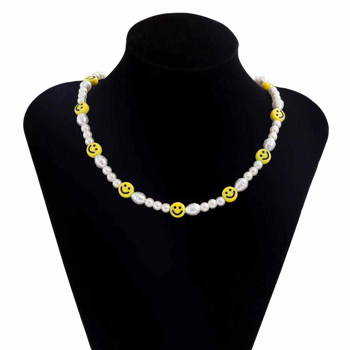 Chic Smiley Pearl Chain Choker Necklace - ArtGalleryZen