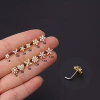 Thumbnail for Chic Stainless Steel CZ Inlaid Floral Butterfly Heart Star Nose Piercing Nose Stud - ArtGalleryZen