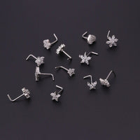 Thumbnail for Chic Stainless Steel CZ Inlaid Floral Butterfly Heart Star Nose Piercing Nose Stud - ArtGalleryZen