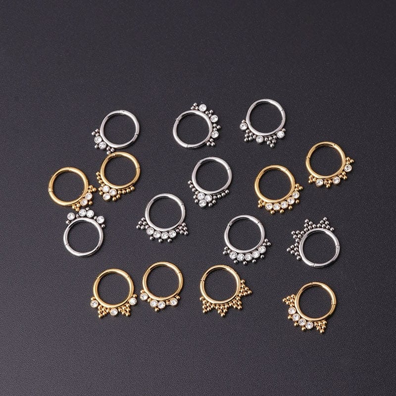 Chic Stainless Steel CZ Inlaid Nose Piercing Septum Ring Hoop - ArtGalleryZen