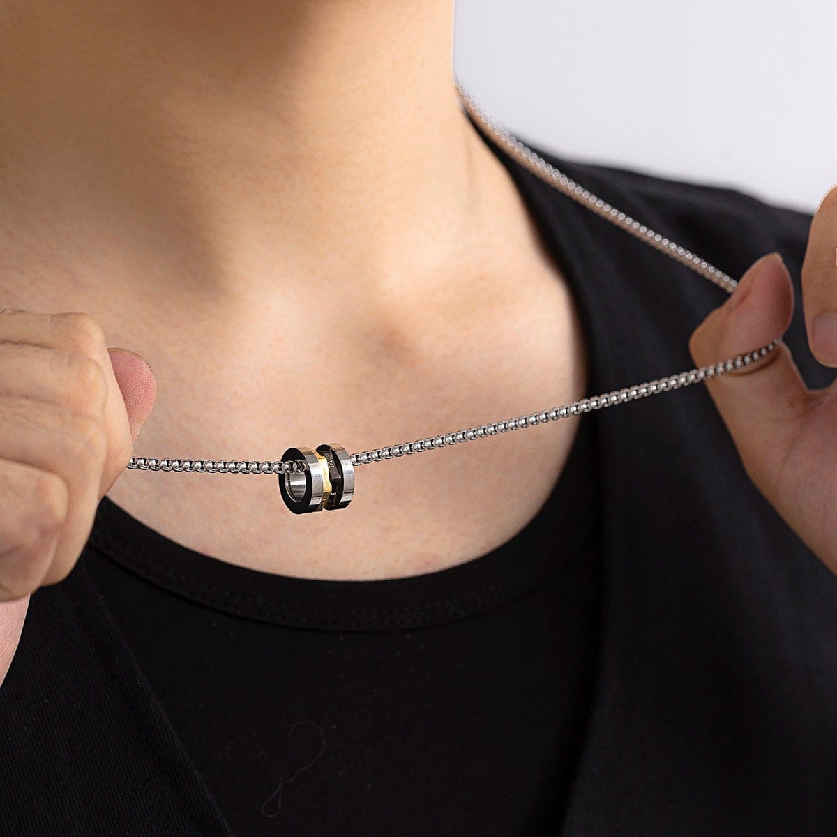 Chic Stainless Steel Metallic Charm Sweater Chain Necklace - ArtGalleryZen