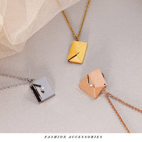 Thumbnail for Chic Titanium Steel Envelope Locket Pendant With LOVE YOU Letter Chain Necklace - ArtGalleryZen
