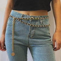 Thumbnail for Chic Velvet Interwoven Waist Chain | Relief Coin Pendant Belly Chain | Trendy Layered Body Chain - ArtGalleryZen