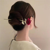 Thumbnail for Chic Velvet Rose Chignon Hair Fork Hair Pin - ArtGalleryZen