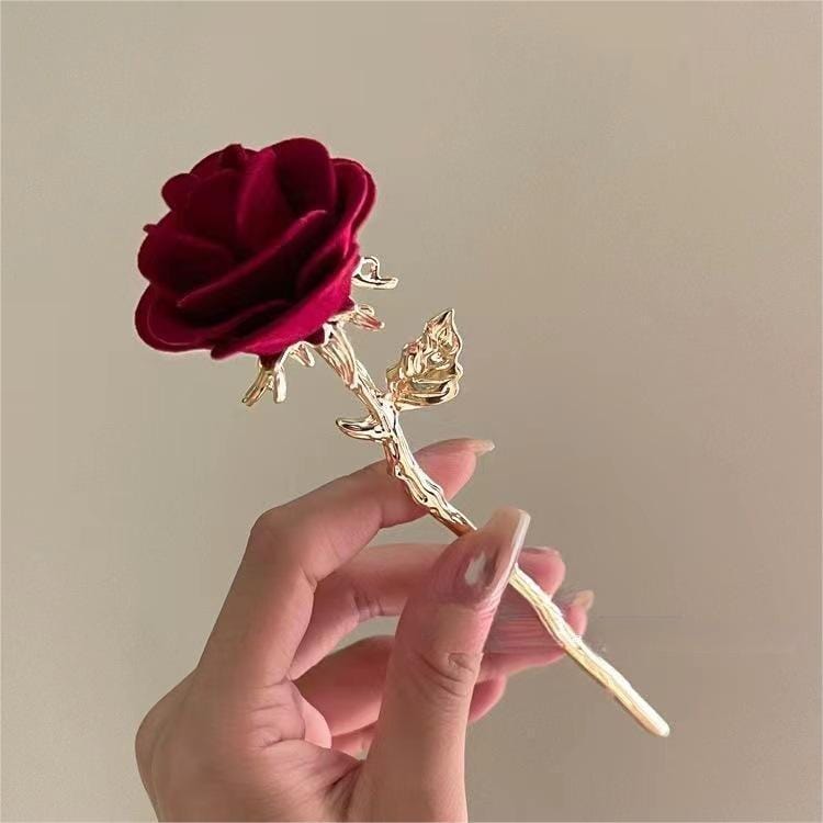 Chic Velvet Rose Chignon Hair Fork Hair Pin - ArtGalleryZen