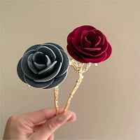 Thumbnail for Chic Velvet Rose Chignon Hair Fork Hair Pin - ArtGalleryZen