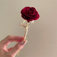 Thumbnail for Chic Velvet Rose Chignon Hair Fork Hair Pin - ArtGalleryZen
