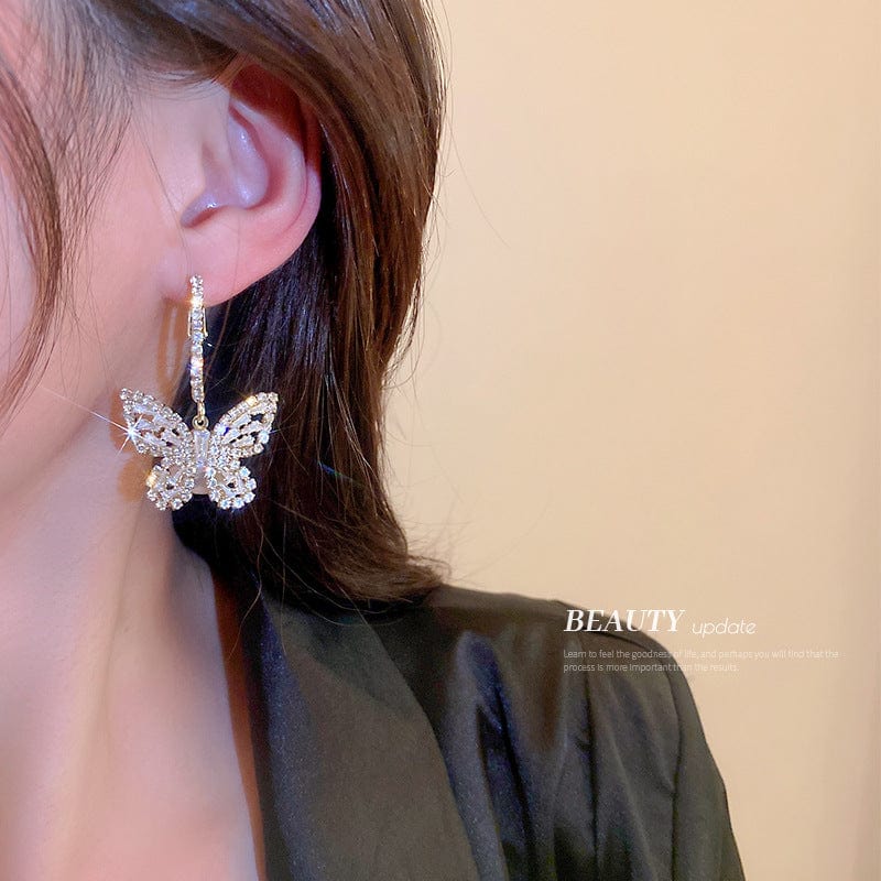 Chic Zircon Butterfly Dangle Earrings - ArtGalleryZen