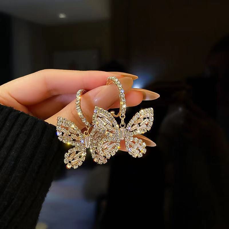 Chic Zircon Butterfly Dangle Earrings - ArtGalleryZen
