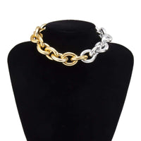 Thumbnail for Chunky Two Tone Oval Link Chain Choker Necklace - ArtGalleryZen