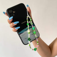 Thumbnail for Colorful Seed Beaded Pearl Floral Fruit Heart Charm Phone Strap - ArtGalleryZen