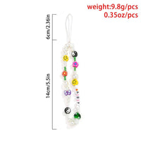 Thumbnail for Colorful Seed Beaded Pearl Floral Yin Yang Smile Face BABY Charm Phone Strap - ArtGalleryZen