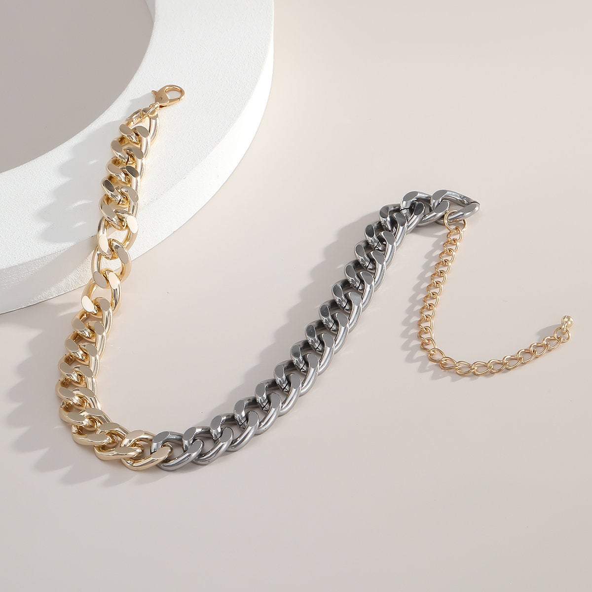 Costume Gold Silver Mix Tone Twisted Chain Choker Necklace - ArtGalleryZen