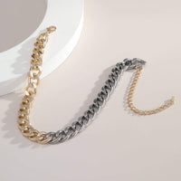 Thumbnail for Costume Gold Silver Mix Tone Twisted Chain Choker Necklace - ArtGalleryZen