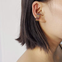 Thumbnail for Crystal Inlaid Small Hoop Huggie Earrings Ear Cuffs - Minimalist Non Pierced Ear Cuff Earrings - ArtGalleryZen
