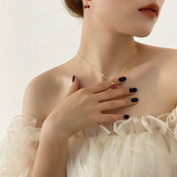 Thumbnail for Dainty 18K Gold Filled CZ Inlaid Crystal Cherry Pendant Necklace Earrings Set - ArtGalleryZen