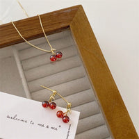 Thumbnail for Dainty 18K Gold Filled CZ Inlaid Crystal Cherry Pendant Necklace Earrings Set - ArtGalleryZen