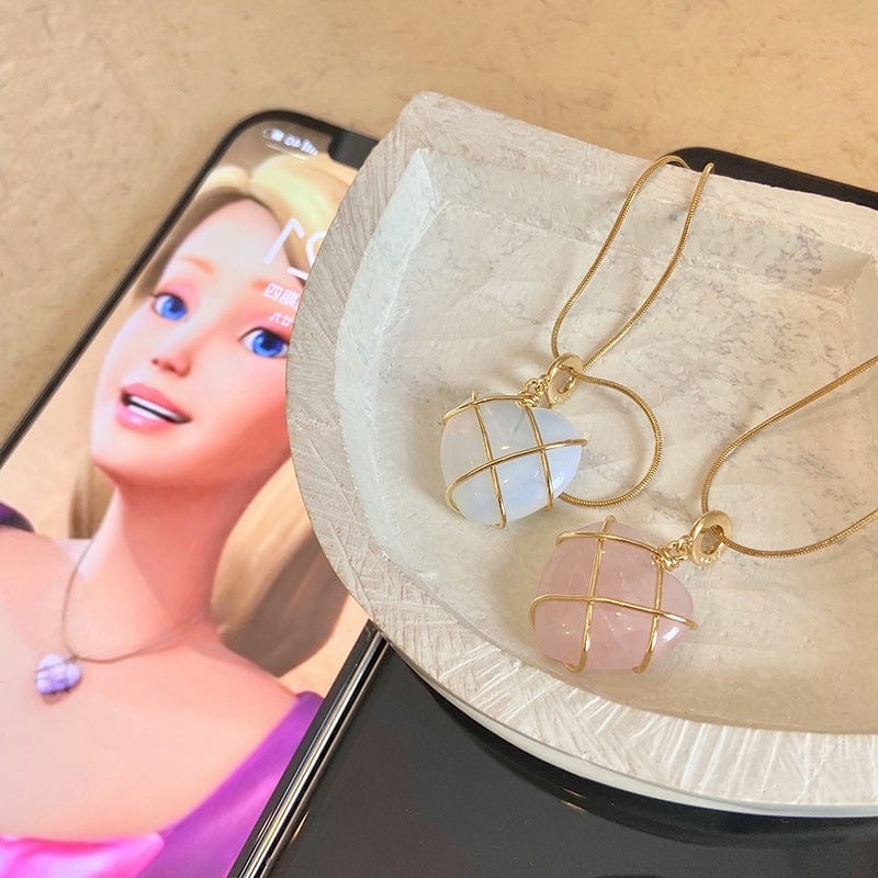 Dainty 18K Gold Filled Opal Heart Pendant Choker Necklace - ArtGalleryZen
