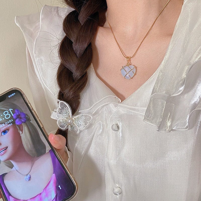 Dainty 18K Gold Filled Opal Heart Pendant Choker Necklace - ArtGalleryZen