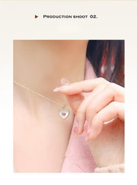 Thumbnail for Dainty 18K Gold Filled Rhinestone Inlaid Natural Shell Heart Pendant Necklace - ArtGalleryZen