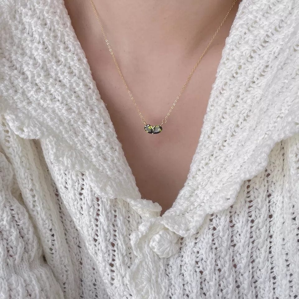 Dainty 24k Gold Plated Emerald Heart Necklace - ArtGalleryZen