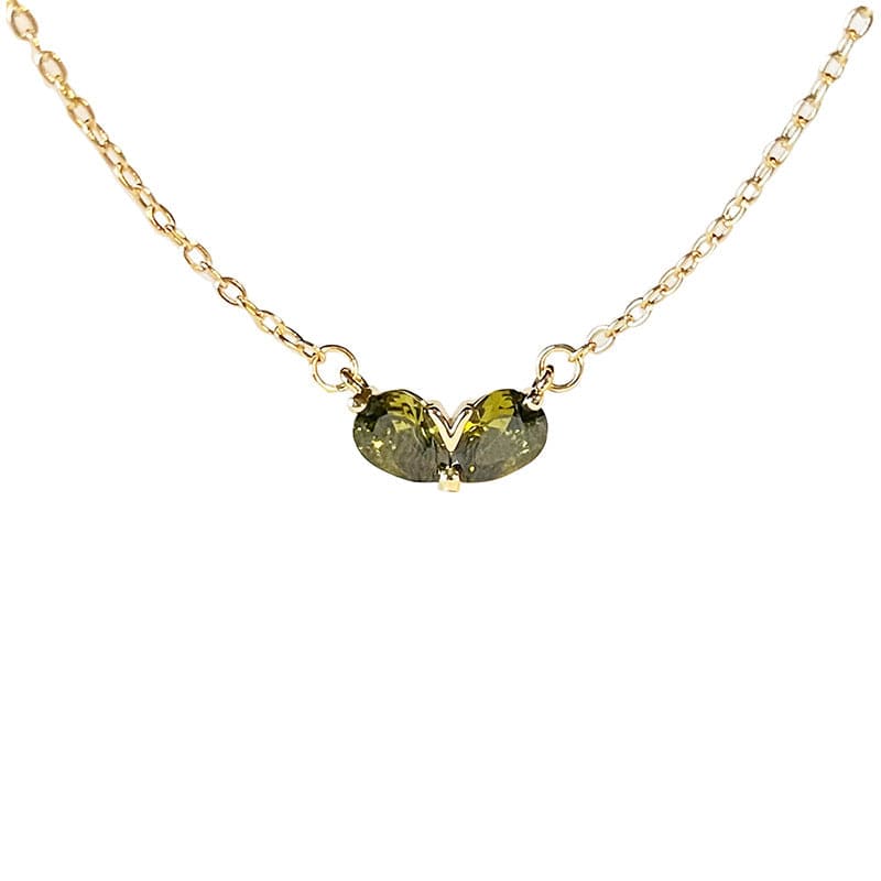 Dainty 24k Gold Plated Emerald Heart Necklace - ArtGalleryZen
