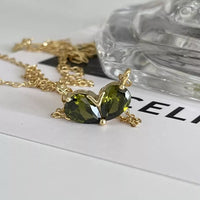 Thumbnail for Dainty 24k Gold Plated Emerald Heart Necklace - ArtGalleryZen