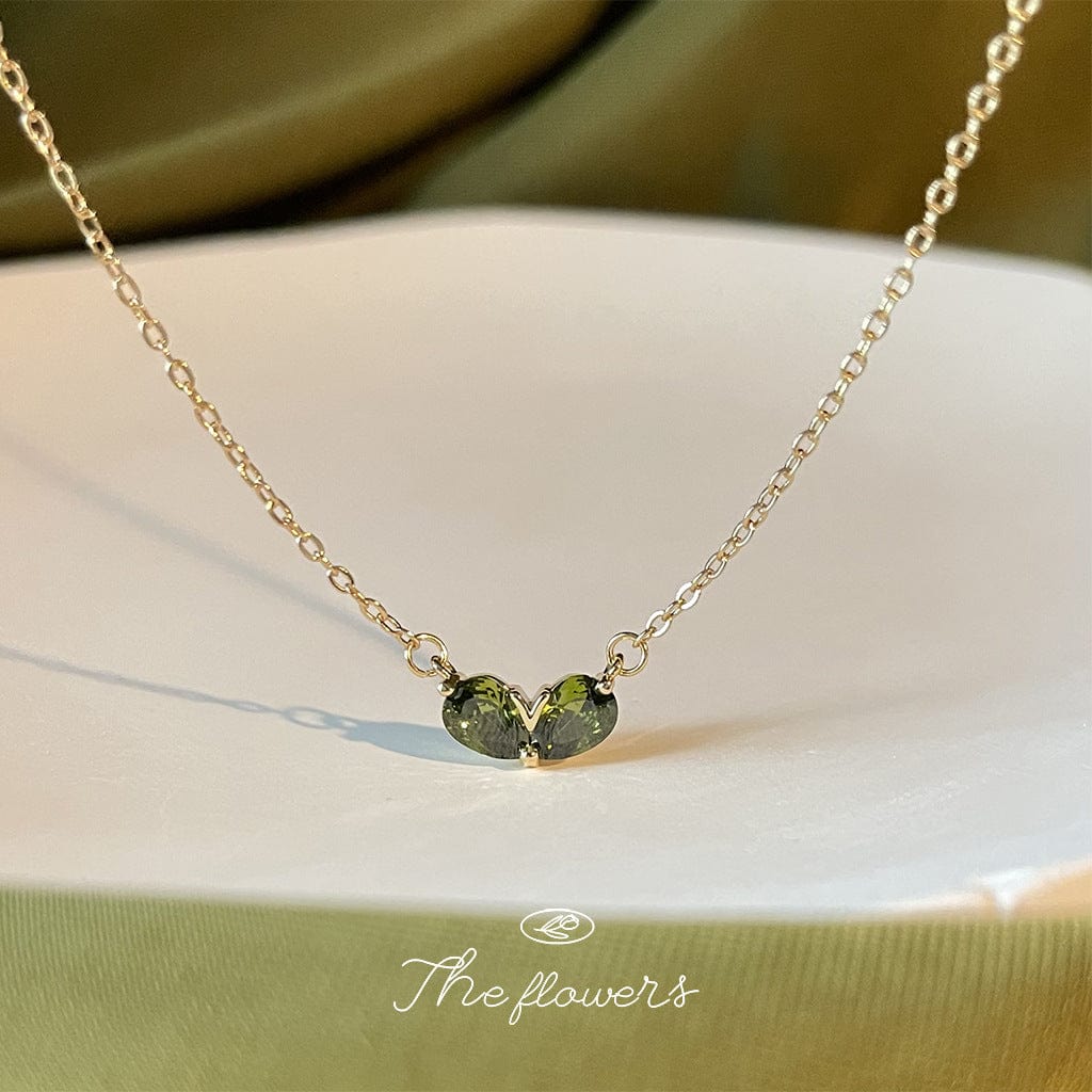 Dainty 24k Gold Plated Emerald Heart Necklace - ArtGalleryZen