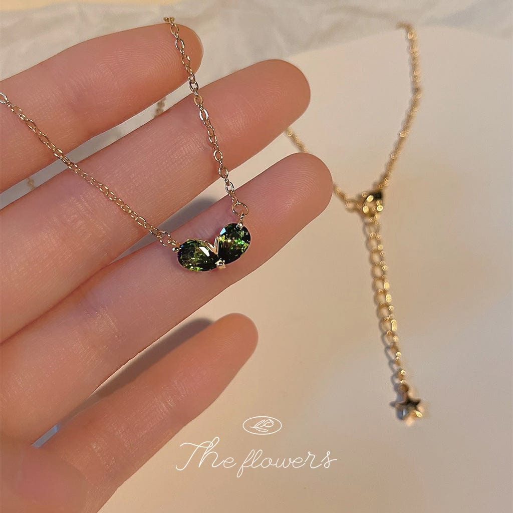 Dainty 24k Gold Plated Emerald Heart Necklace - ArtGalleryZen