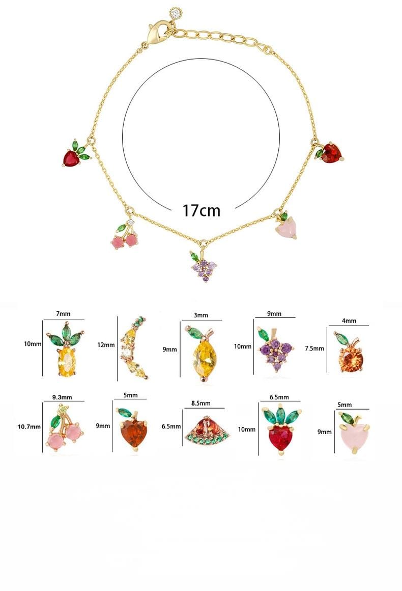 Dainty Colorful Crystal Fruits Bracelet – ArtGalleryZen