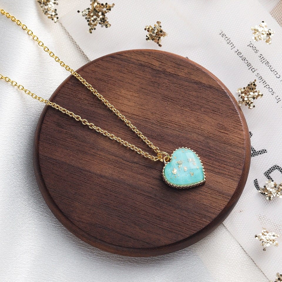 Dainty Colorful Crystal Heart Pendant Chain Necklace - ArtGalleryZen