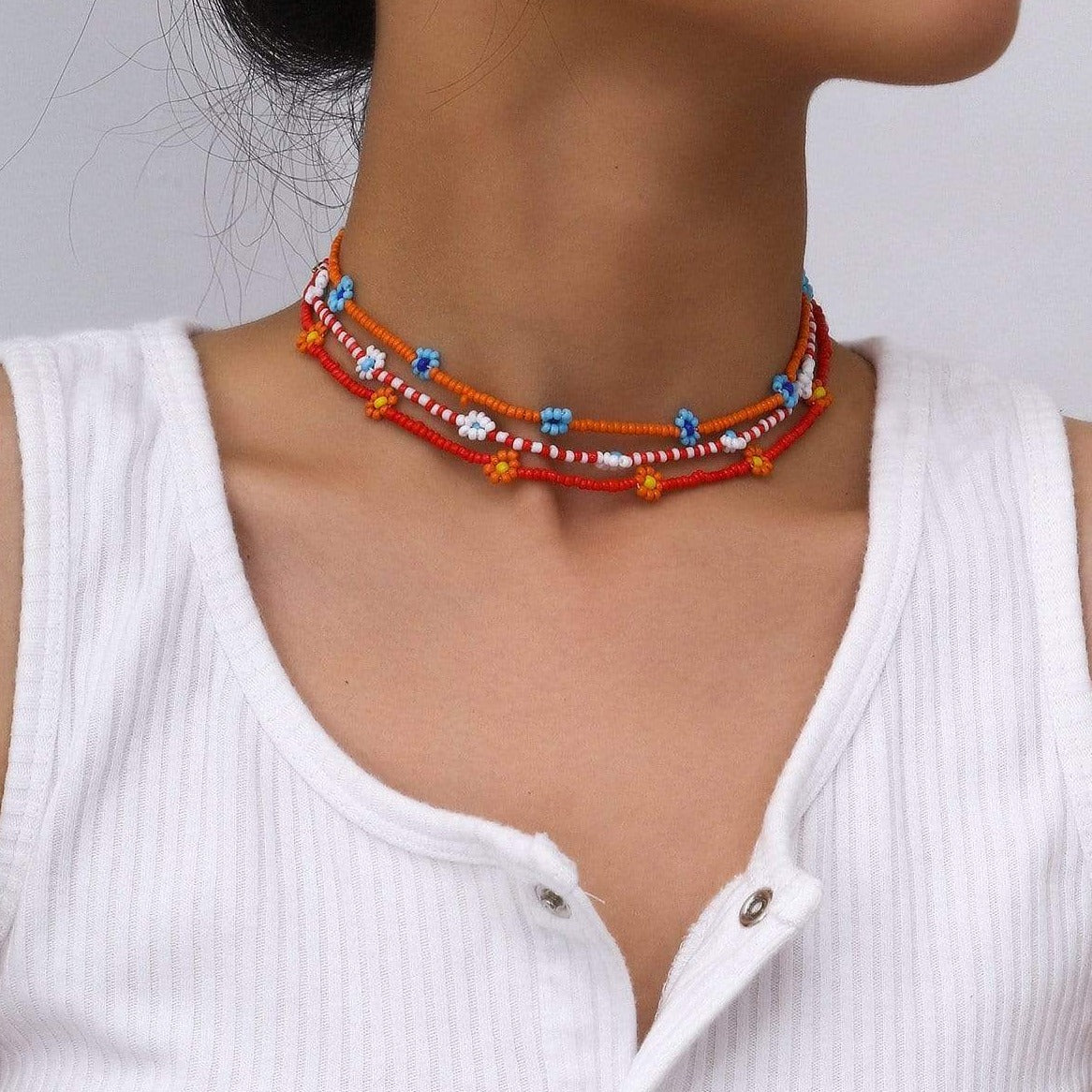 Chic Grenadine Flower Lace Collar Choker Necklace – ArtGalleryZen