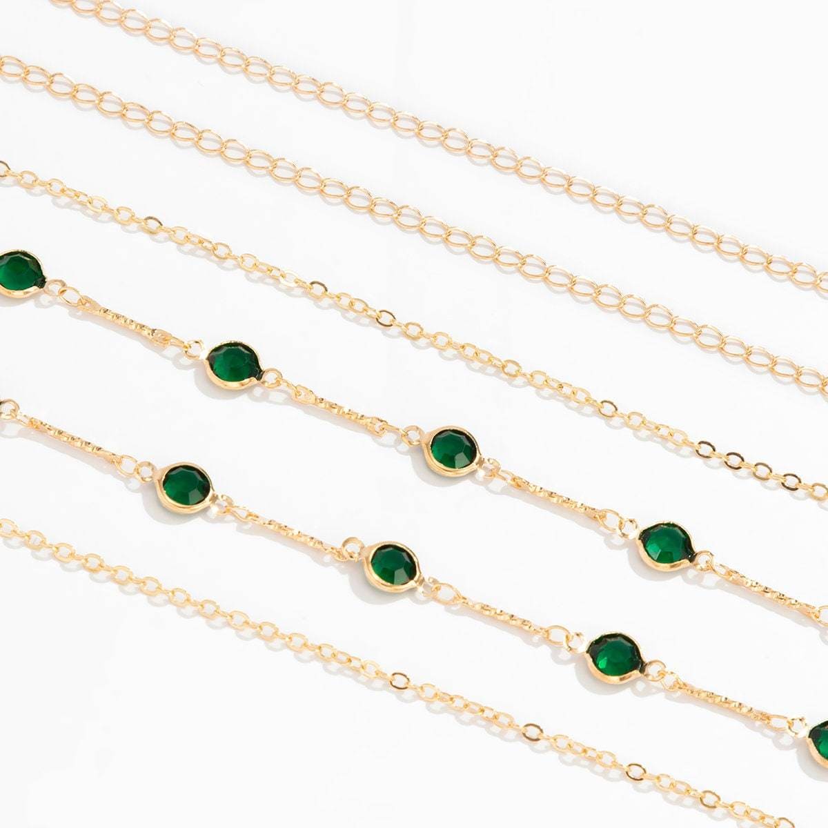 Dainty Crystal Emerald Cable Waist Chain - ArtGalleryZen