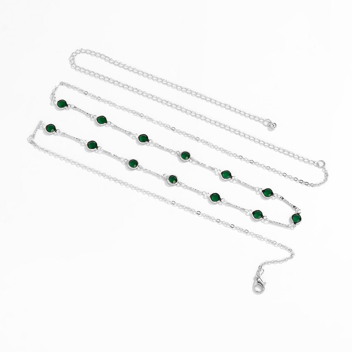 Dainty Crystal Emerald Cable Waist Chain - ArtGalleryZen