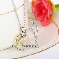 Thumbnail for Dainty CZ Inlaid Angel Wing Heart Pendant Necklace - ArtGalleryZen
