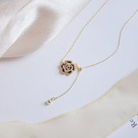 Thumbnail for Dainty CZ Inlaid Camellia Cable Chain Necklace - ArtGalleryZen