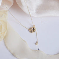 Thumbnail for Dainty CZ Inlaid Camellia Cable Chain Necklace - ArtGalleryZen